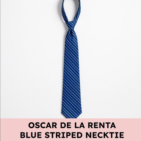 Oscar de la Renta Other - Oscar de la Renta Blue Striped Polyester Tie Vintage Businesscore Classic